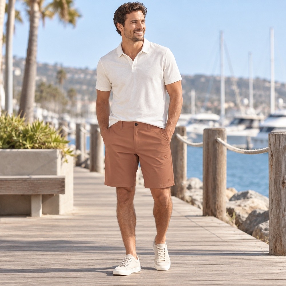 Hurley Trek Hybrid Short Mens 32 Clay New 20 Inch Outseam Stretch Quick Dry